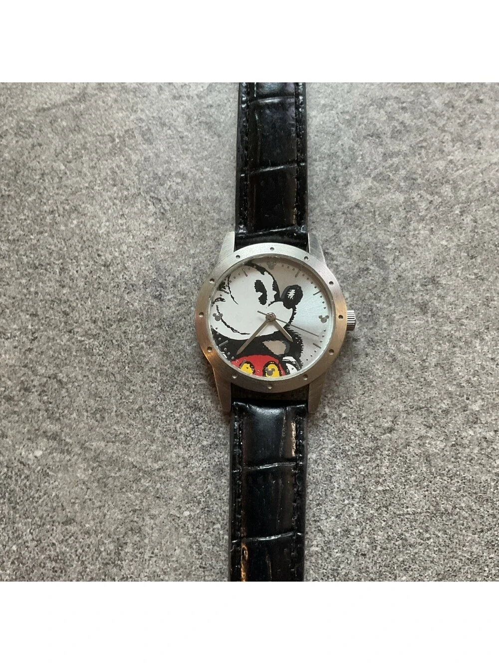 Walt Disney Vintage Mickey Mouse Limited Release Watch Wristwatch Leather Band P